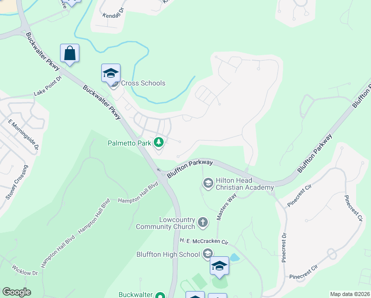 map of restaurants, bars, coffee shops, grocery stores, and more near 52 Gables Lane in Bluffton