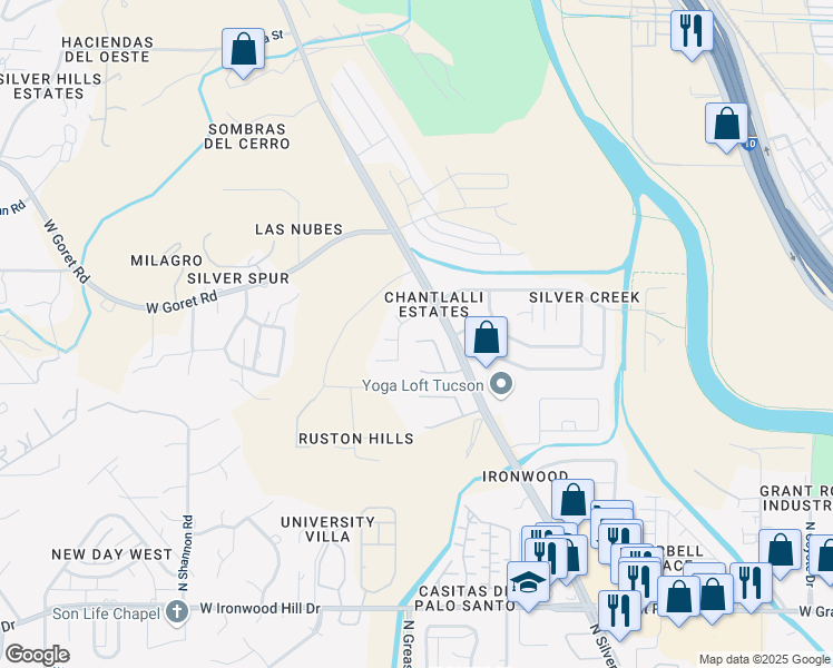 map of restaurants, bars, coffee shops, grocery stores, and more near 2882 North Ramie Place in Tucson