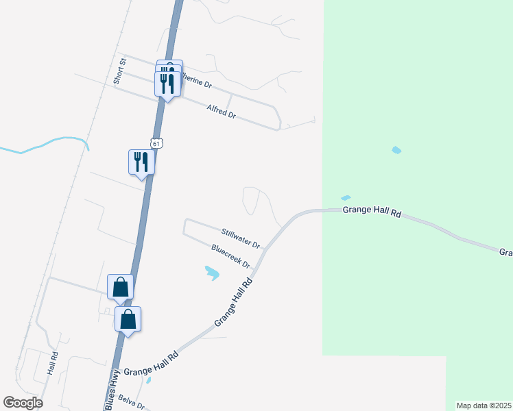 map of restaurants, bars, coffee shops, grocery stores, and more near 235 Commons Circle in Vicksburg
