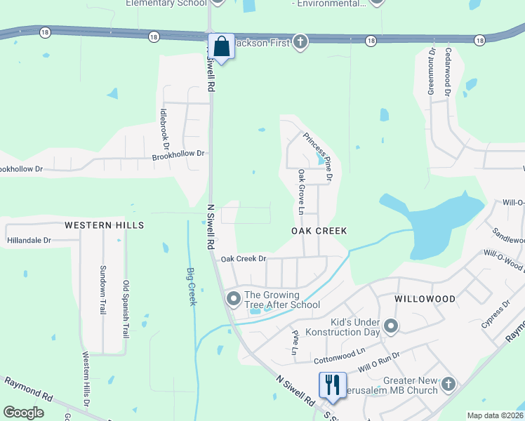 map of restaurants, bars, coffee shops, grocery stores, and more near 5000-5098 Quail Ridge Drive in Jackson