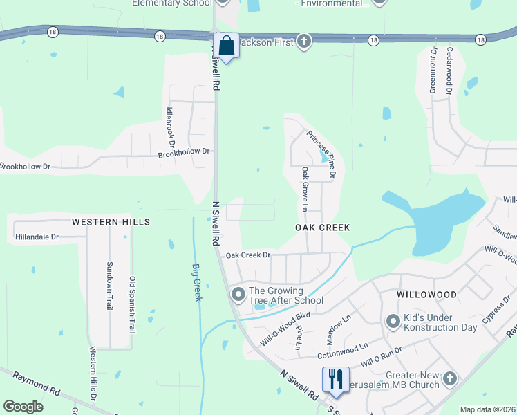 map of restaurants, bars, coffee shops, grocery stores, and more near 5000-5098 Quail Ridge Drive in Jackson