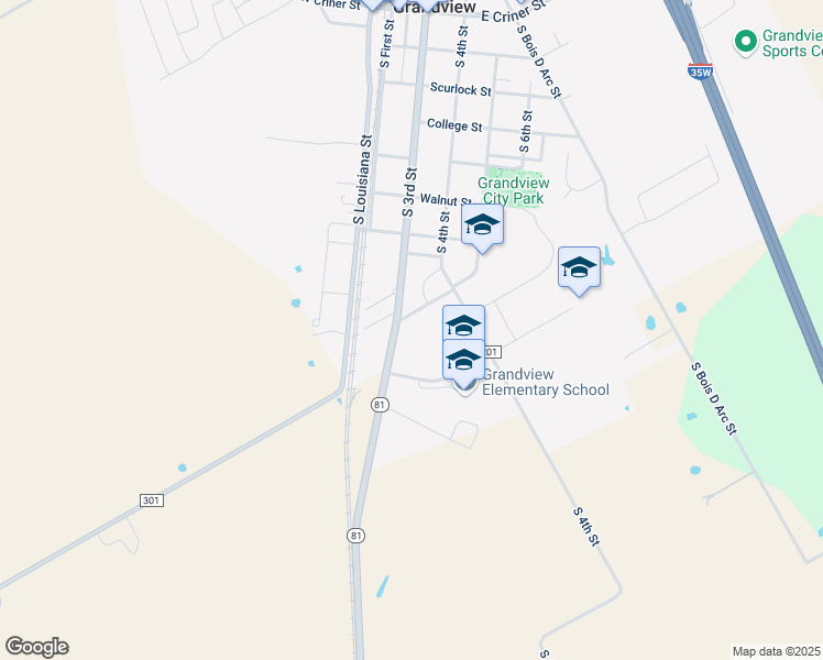 map of restaurants, bars, coffee shops, grocery stores, and more near 901 South 3rd Street in Grandview