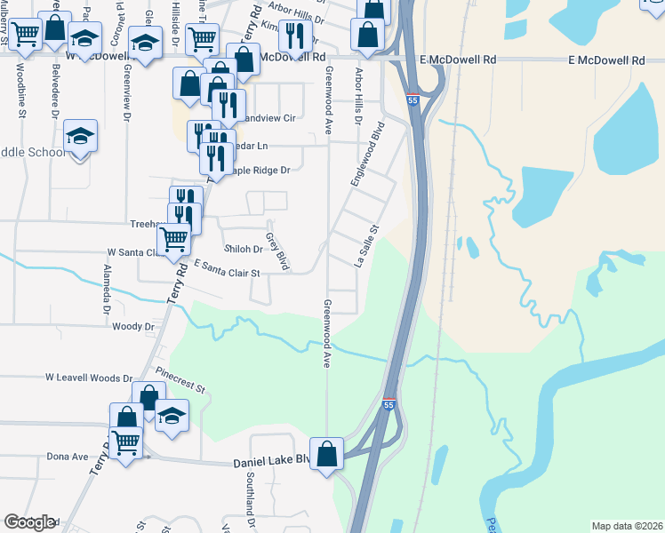 map of restaurants, bars, coffee shops, grocery stores, and more near 3020 Greenwood Avenue in Jackson