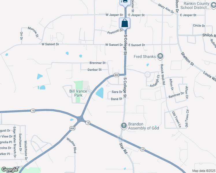 map of restaurants, bars, coffee shops, grocery stores, and more near 152-192 Whitfield Rd in Brandon