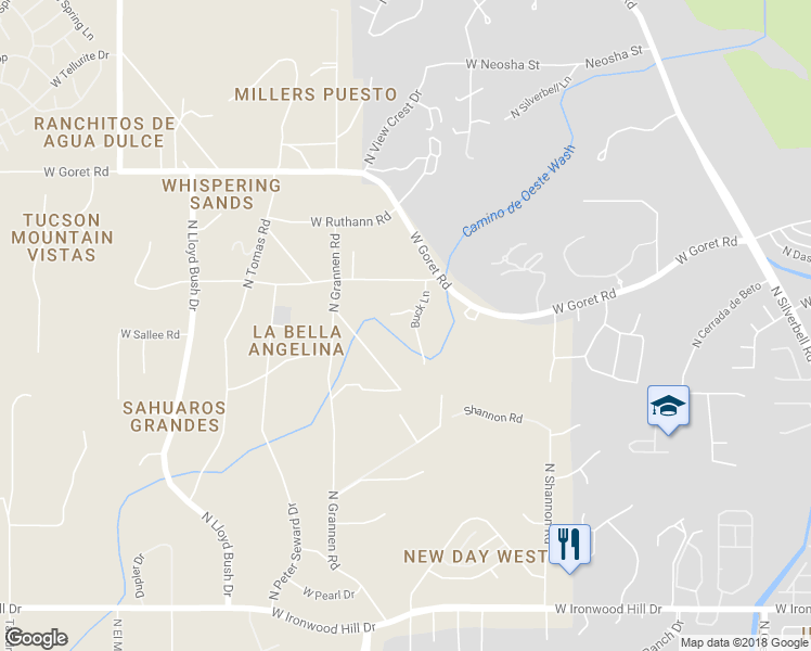map of restaurants, bars, coffee shops, grocery stores, and more near 3135 West Morgan Road in Tucson