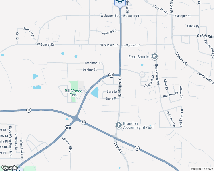 map of restaurants, bars, coffee shops, grocery stores, and more near 19 Pine Lawn Drive in Brandon