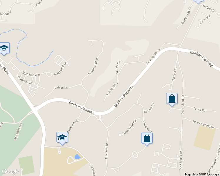 map of restaurants, bars, coffee shops, grocery stores, and more near 52 Trotting Hill Lane in Bluffton