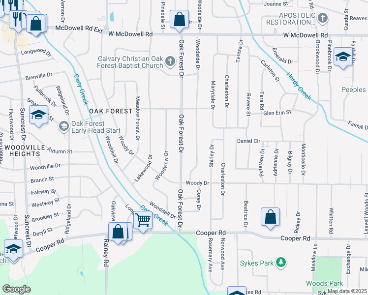 map of restaurants, bars, coffee shops, grocery stores, and more near 3108 Oak Forest Drive in Jackson