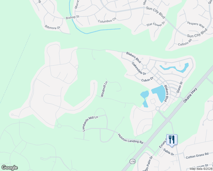 map of restaurants, bars, coffee shops, grocery stores, and more near 30 Windmill Lane in Bluffton