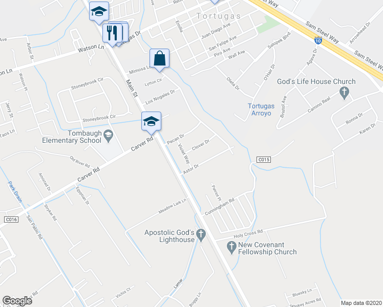 map of restaurants, bars, coffee shops, grocery stores, and more near 310 Clover Drive in Las Cruces
