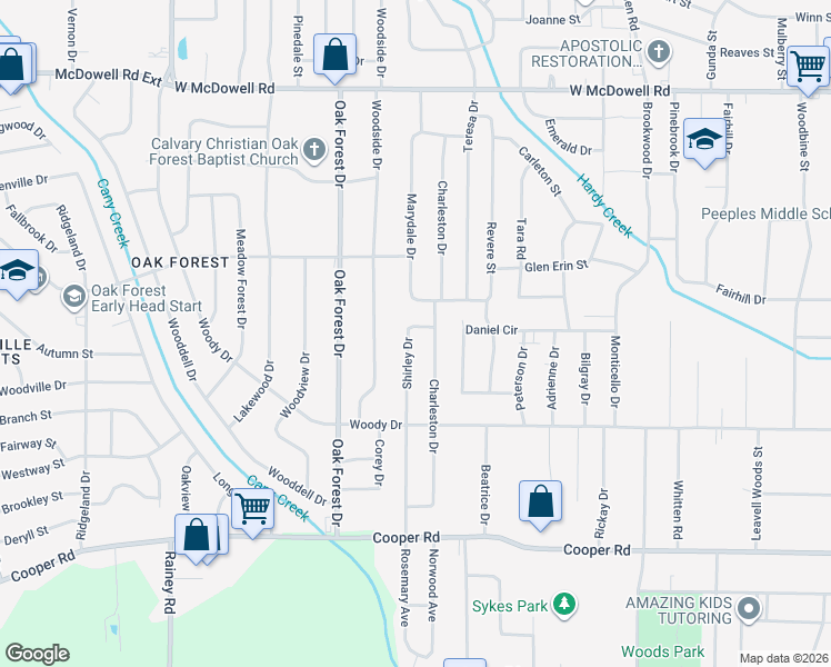 map of restaurants, bars, coffee shops, grocery stores, and more near 3114 Shirley Drive in Jackson