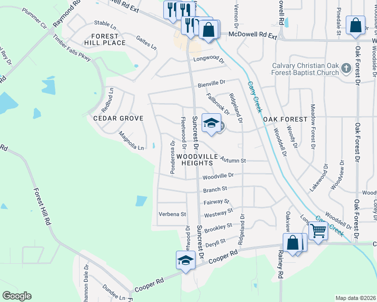 map of restaurants, bars, coffee shops, grocery stores, and more near 3077 Suncrest Drive in Jackson