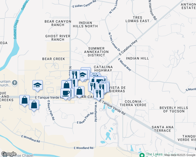 map of restaurants, bars, coffee shops, grocery stores, and more near 2981 N Showcase Ave in Tucson