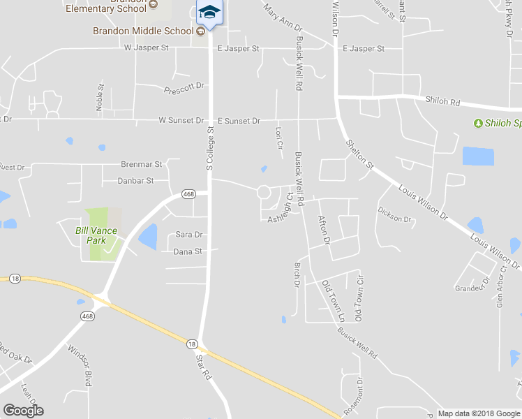 map of restaurants, bars, coffee shops, grocery stores, and more near Mary Emma Avenue in Brandon