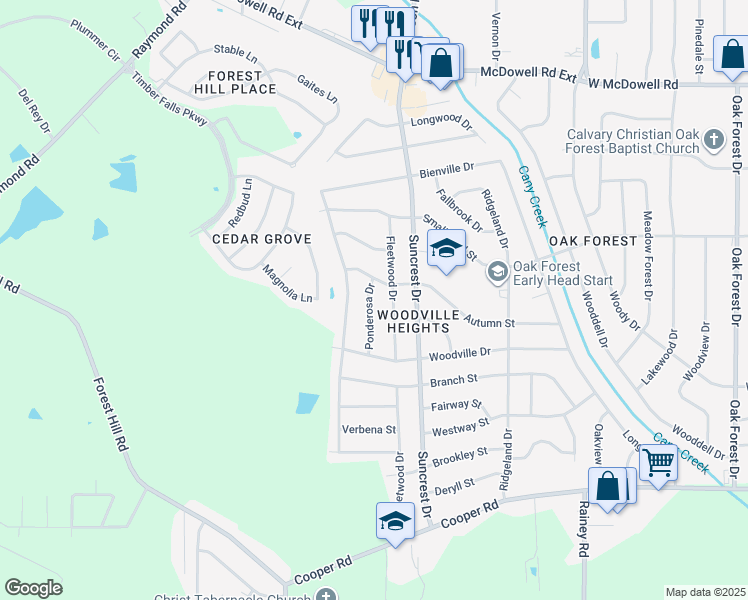 map of restaurants, bars, coffee shops, grocery stores, and more near 3120 Ponderosa Drive in Jackson