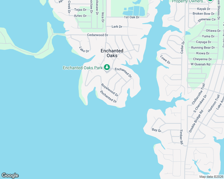 map of restaurants, bars, coffee shops, grocery stores, and more near 120 Royalwood Drive in Enchanted Oaks