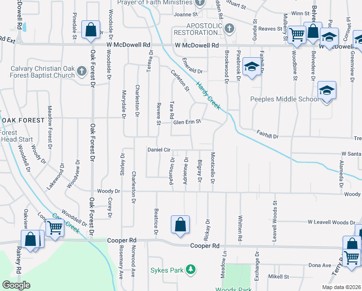 map of restaurants, bars, coffee shops, grocery stores, and more near 3106 Adrienne Drive in Jackson