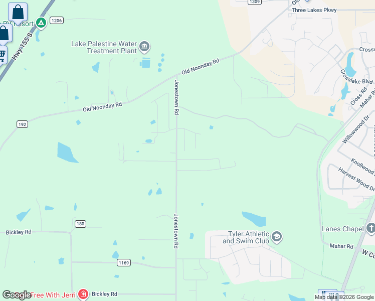 map of restaurants, bars, coffee shops, grocery stores, and more near 15117 County Road 178 in Tyler