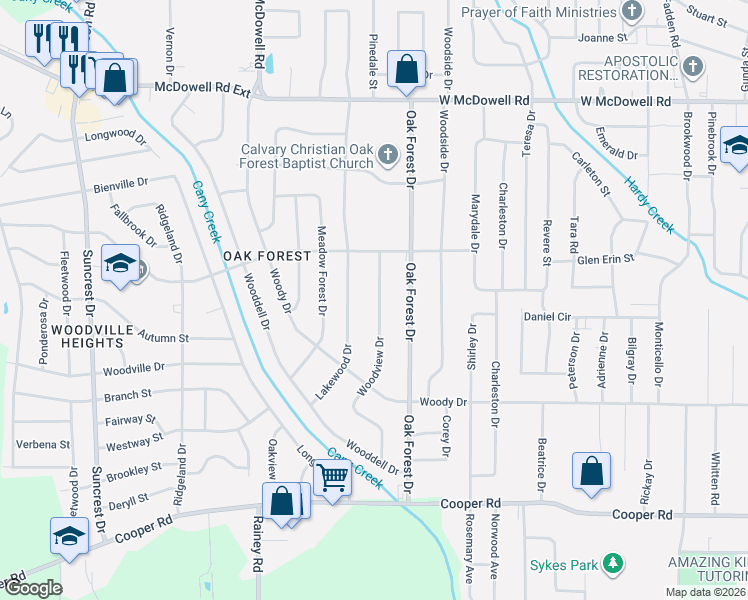 map of restaurants, bars, coffee shops, grocery stores, and more near 3026 Lakewood Drive in Jackson