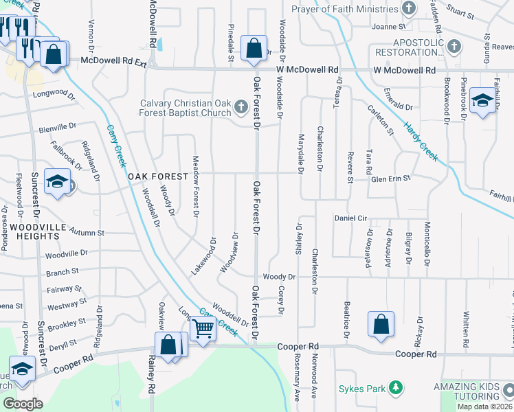 map of restaurants, bars, coffee shops, grocery stores, and more near 3054 Oak Forest Drive in Jackson