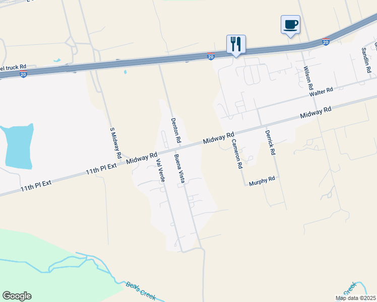 map of restaurants, bars, coffee shops, grocery stores, and more near 5304 Midway Road in Big Spring