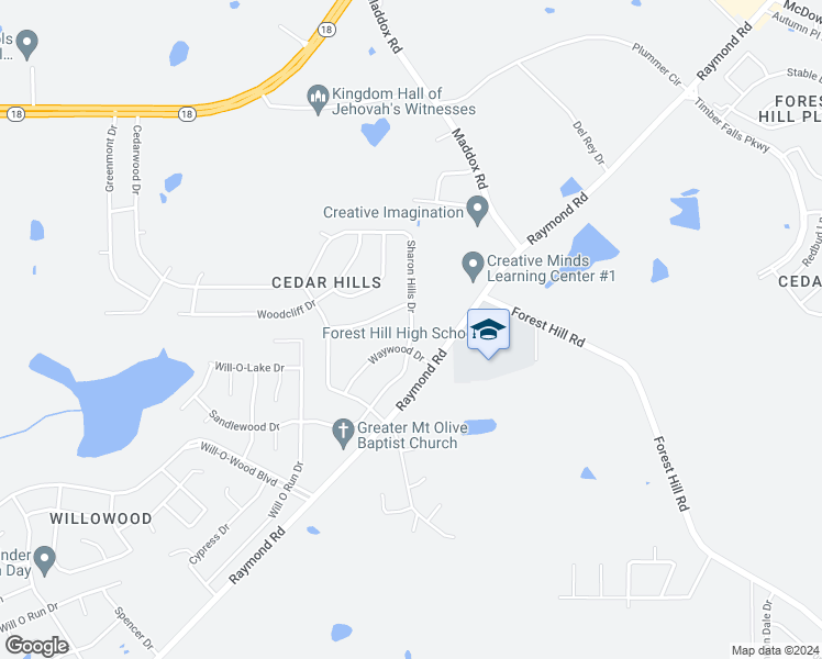 map of restaurants, bars, coffee shops, grocery stores, and more near 301 Sharon Hills Drive in Jackson