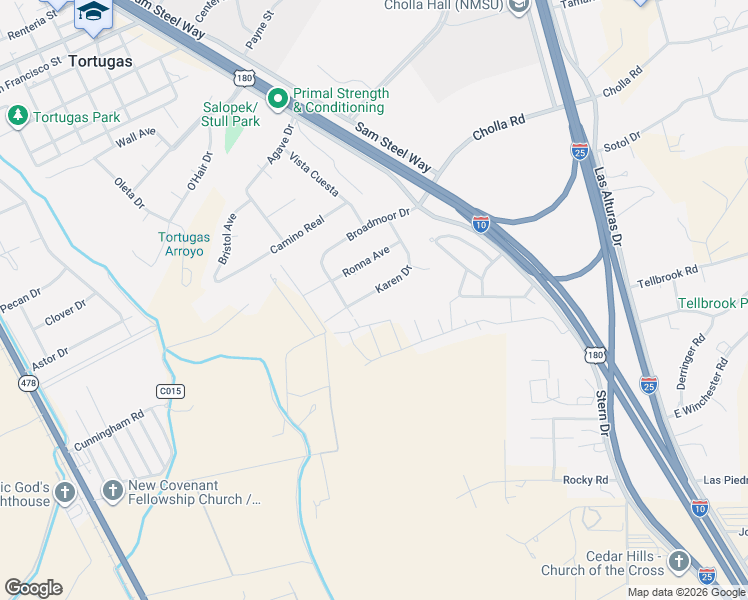 map of restaurants, bars, coffee shops, grocery stores, and more near 3010 Karen Drive in Las Cruces
