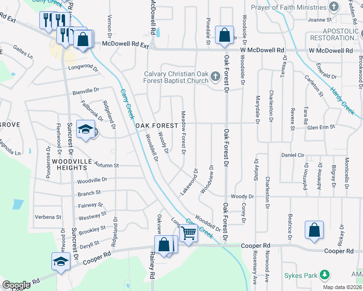 map of restaurants, bars, coffee shops, grocery stores, and more near 3026 Meadow Forest Drive in Jackson