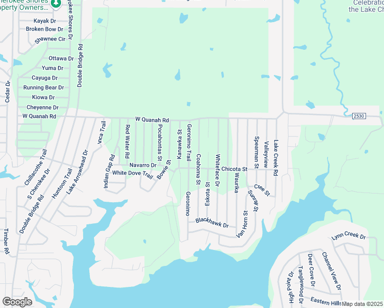 map of restaurants, bars, coffee shops, grocery stores, and more near 123 Geronimo Trail in Mabank