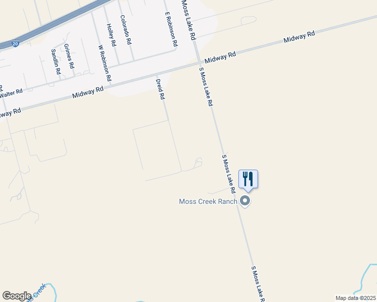 map of restaurants, bars, coffee shops, grocery stores, and more near 8500 East Moss Lake Road in Big Spring