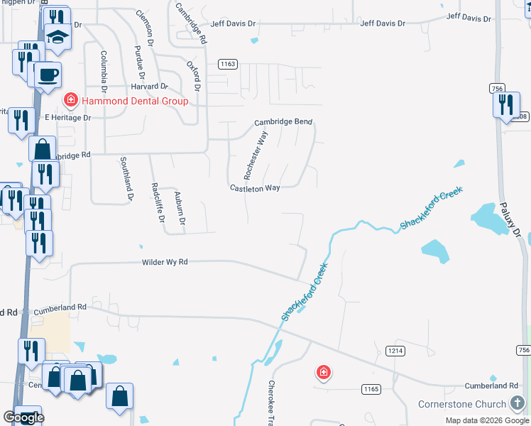 map of restaurants, bars, coffee shops, grocery stores, and more near 1008 Wilder Woods in Tyler