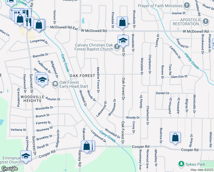 map of restaurants, bars, coffee shops, grocery stores, and more near 3038 Lakewood Drive in Jackson