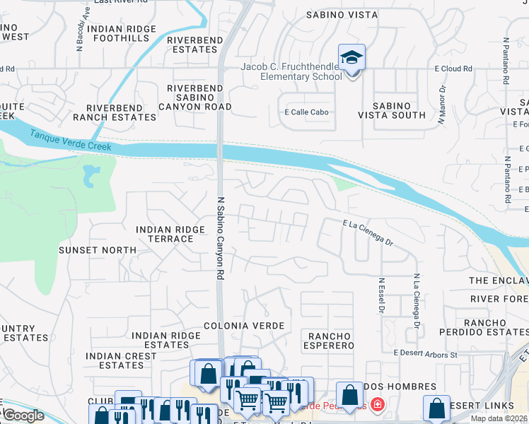 map of restaurants, bars, coffee shops, grocery stores, and more near 3042 Placita Chorro in Tucson