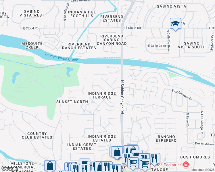 map of restaurants, bars, coffee shops, grocery stores, and more near 7010 East Potawatami Drive in Tucson