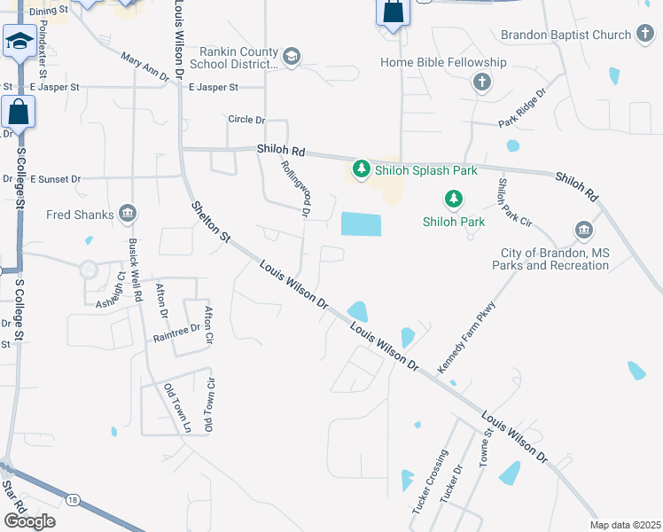 map of restaurants, bars, coffee shops, grocery stores, and more near 402 Stoneybrook Drive in Brandon