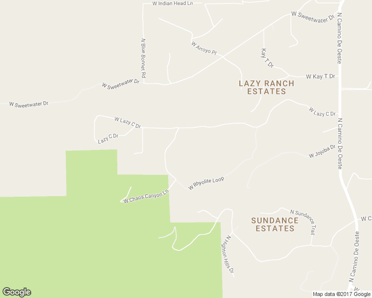 map of restaurants, bars, coffee shops, grocery stores, and more near 5300 West Rhyolite Loop in Tucson