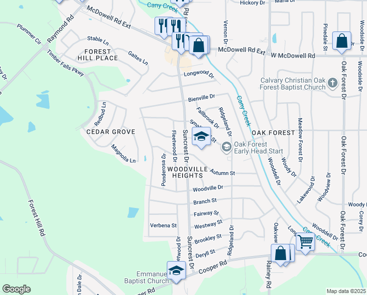 map of restaurants, bars, coffee shops, grocery stores, and more near 3051 Suncrest Drive in Jackson
