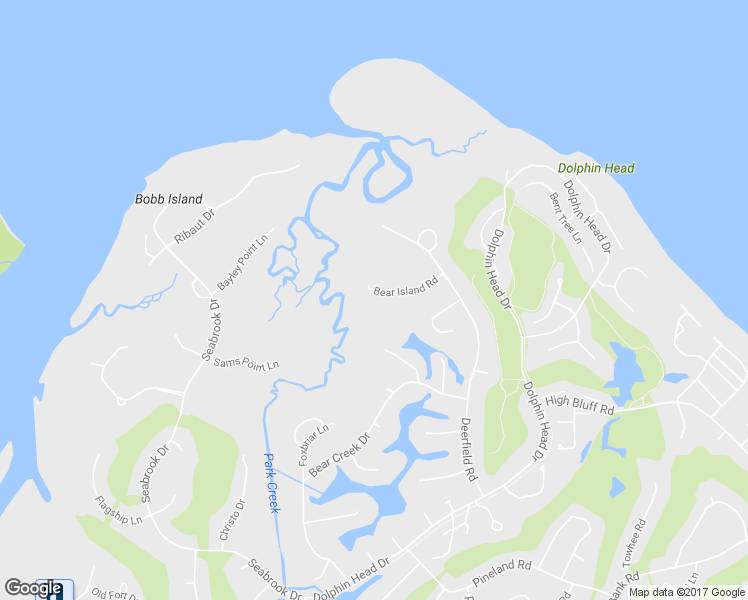 map of restaurants, bars, coffee shops, grocery stores, and more near 13 Bear Island Road in Hilton Head Island