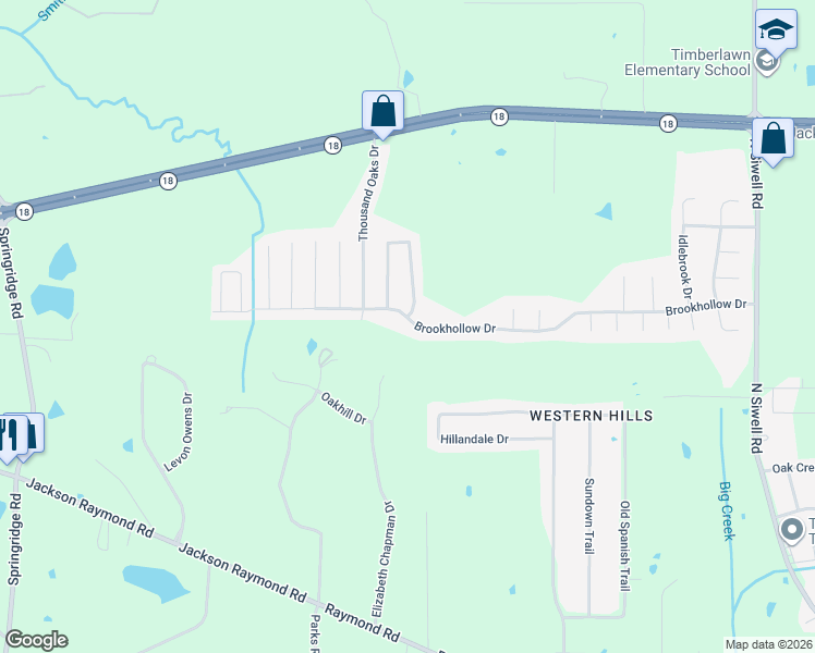 map of restaurants, bars, coffee shops, grocery stores, and more near 5377 Brookhollow Drive in Jackson