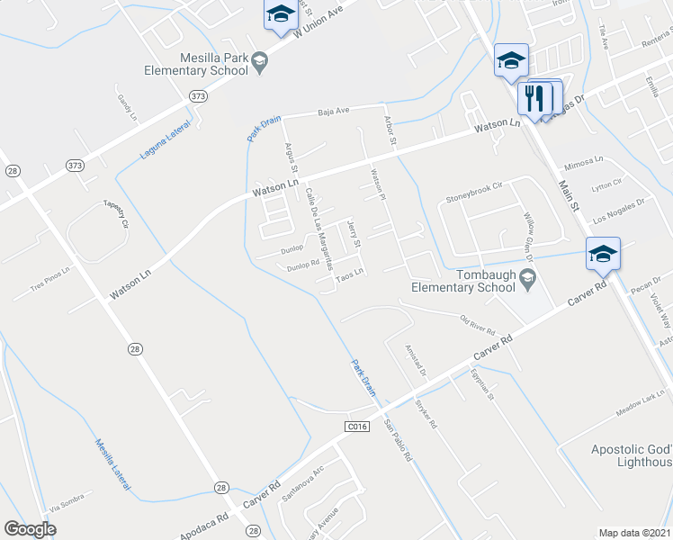 map of restaurants, bars, coffee shops, grocery stores, and more near 3931 Calle De Las Margaritas in Las Cruces