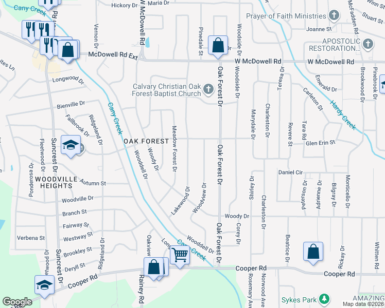 map of restaurants, bars, coffee shops, grocery stores, and more near 3026 Lakewood Drive in Jackson