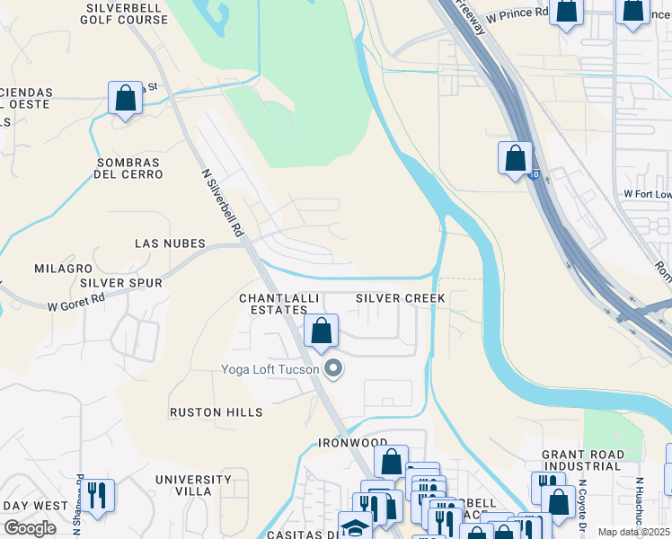 map of restaurants, bars, coffee shops, grocery stores, and more near 3019 North Dasylirion Drive in Tucson
