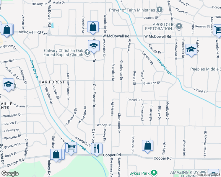 map of restaurants, bars, coffee shops, grocery stores, and more near 2937 Marydale Dr in Jackson