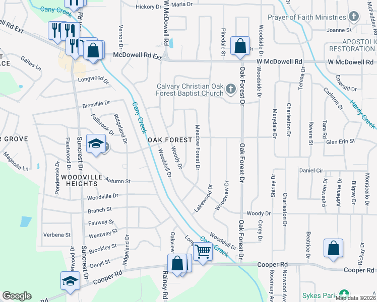 map of restaurants, bars, coffee shops, grocery stores, and more near 3035 Marwood Drive in Jackson