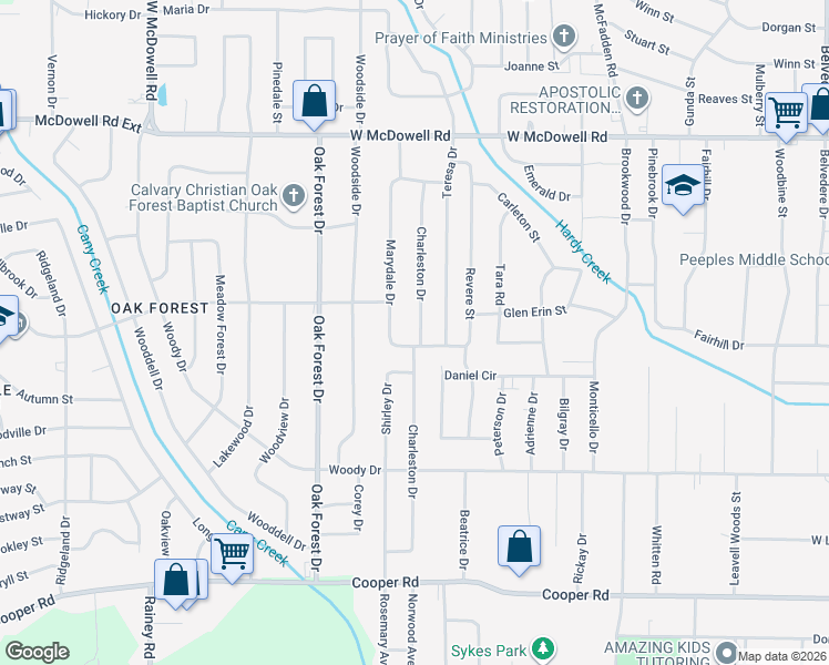 map of restaurants, bars, coffee shops, grocery stores, and more near 1248 Marydale Drive in Jackson