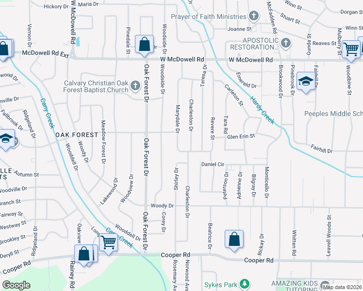 map of restaurants, bars, coffee shops, grocery stores, and more near 2937 Marydale Drive in Jackson
