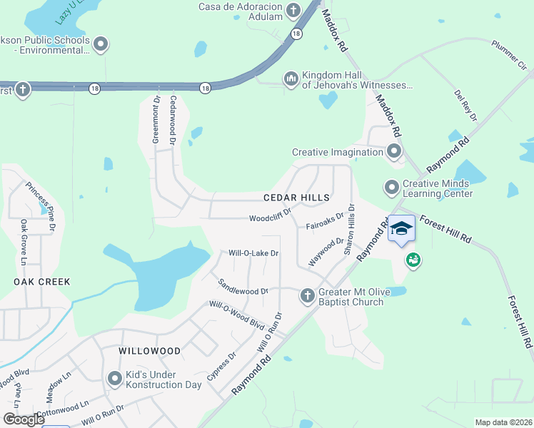 map of restaurants, bars, coffee shops, grocery stores, and more near 336 Woodcliff Drive in Jackson