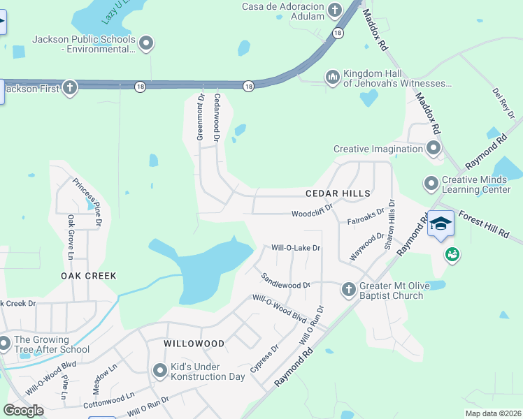 map of restaurants, bars, coffee shops, grocery stores, and more near 301 Briar Vista in Jackson