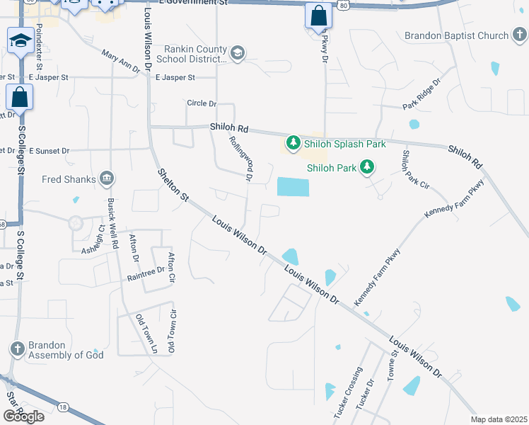 map of restaurants, bars, coffee shops, grocery stores, and more near 401 Stoneybrook Drive in Brandon