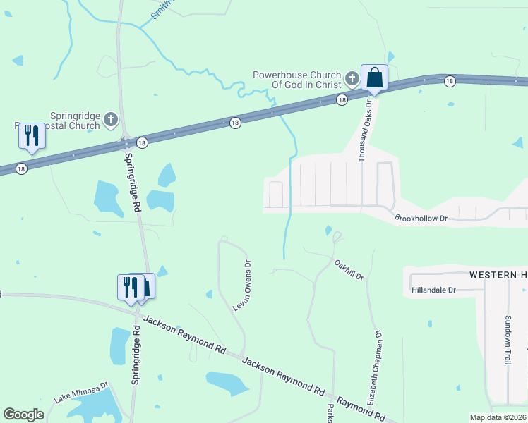 map of restaurants, bars, coffee shops, grocery stores, and more near 5483 Brookhollow Drive in Jackson
